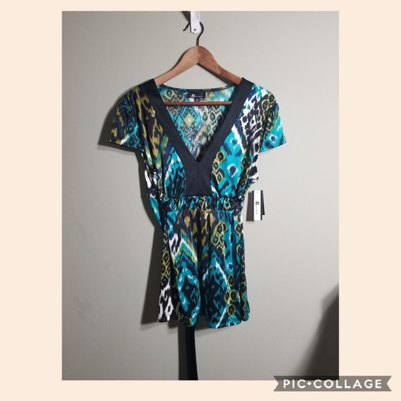 AB Studio multicolor v neck tie waist size XL - Picture 1 of 7